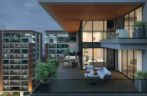 Private deck at night