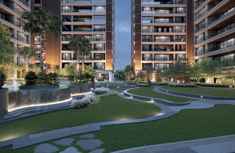 Garden walkways at night